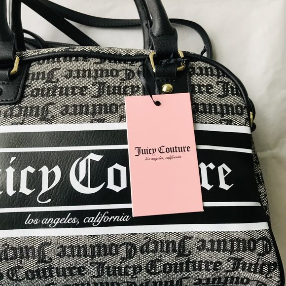 Juicy Couture Fashionista Bowler Faux Leather  Black/White 11.5" W x 8" H - Picture 4 of 4